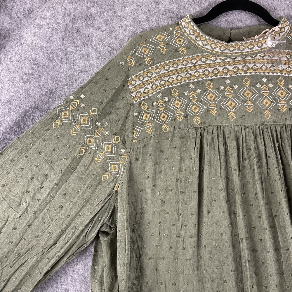 Savanna Jane Top Womens 3X Green Embroidered Peasant Boho Aztec Tribal NEW - Picture 11 of 16